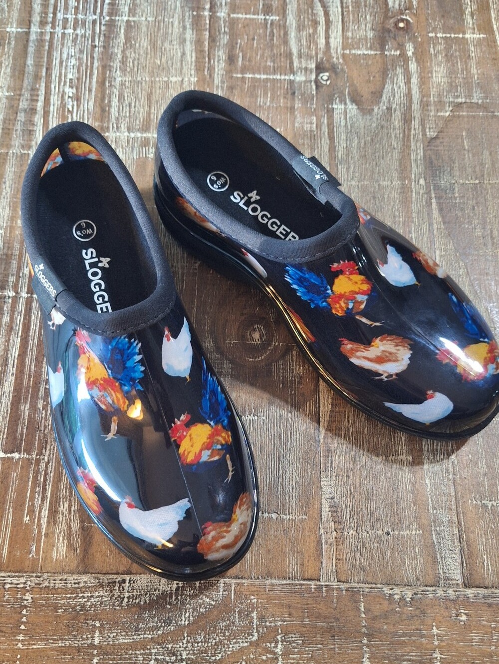 Sloggers Women's Waterproof Black Garden Shoe w/ Comfort Size 6 Chickens Nwot's